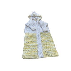 Infant Crochet Yellow & White Zip Up Hoodie